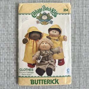 1985 BUTTERICK 354 CABBAGE PATCH KIDS SEWING PATTERN RAINCOAT TRENCH COAT